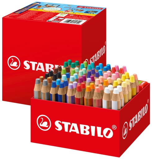 [1439322] Kleurpotloden STABILO 882 woody 3 in 1 incl 4 slijpers classpack 76st