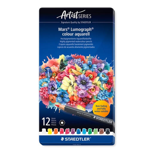 [1467197] Aquarelpotlood Staedtler Mars Lumograph set à 12 kleuren