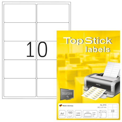 [1467756] Etiket TopStick 8773 99.1x57mm wit 1000 stuks