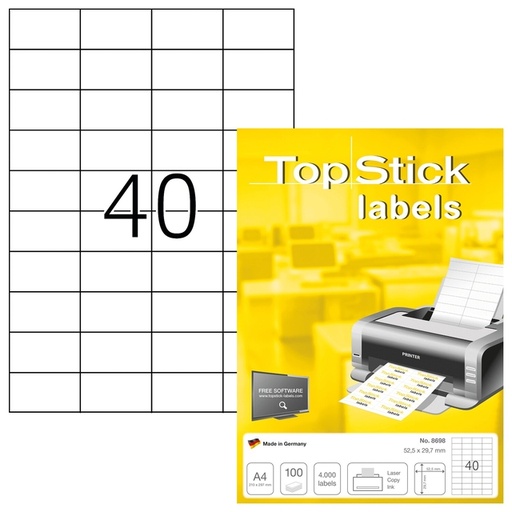 [1467767] Etiket TopStick 8698 52.5x29.7mm wit 4000 stuks