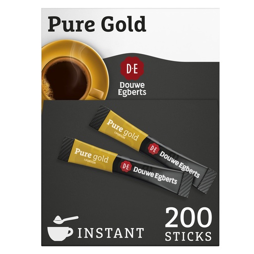 [1467839] Koffie Douwe Egberts pure gold instant sticks doos 200 stuks