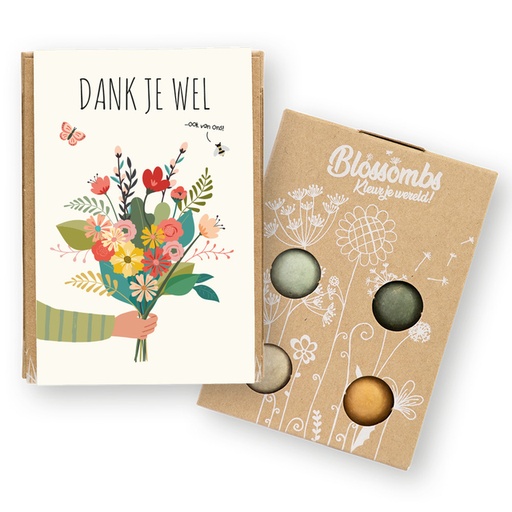[1474238] Giftbox Blossombs Dank je wel minibox à 4 zaadbommetjes