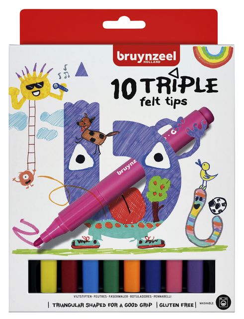 Viltstift Bruynzeel Kids Triple set à 10 kleuren