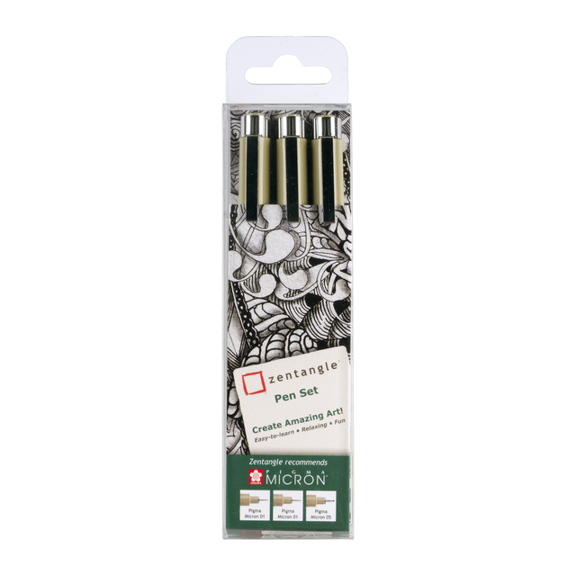 Tekenset Sakura Zentangle set à 3 pennen zwart