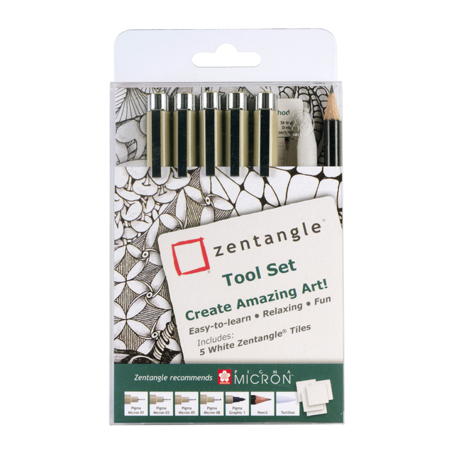 Tekenset Sakura Zentangle set à 12 delen assorti