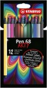 Viltstift STABILO Pen 68/12 Arty medium assorti etui à 12 stuks