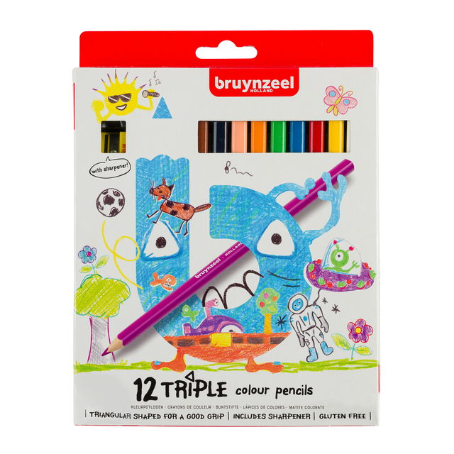 Kleurpotlood Bruynzeel Kids Triple set à 12 kleuren