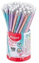 Grafietpotlood Maped Black'Peps met gum pot à 72 stuks pastel