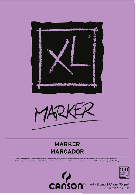 Markerpapier Canson XL Marker 100vel 70gr A4 extra wit
