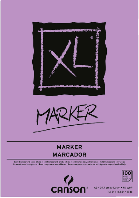 Markerpapier Canson XL Marker 100vel 70gr A3 extra wit