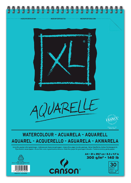 Aquarelpapier Canson XL 30vel 300gr A4 wit