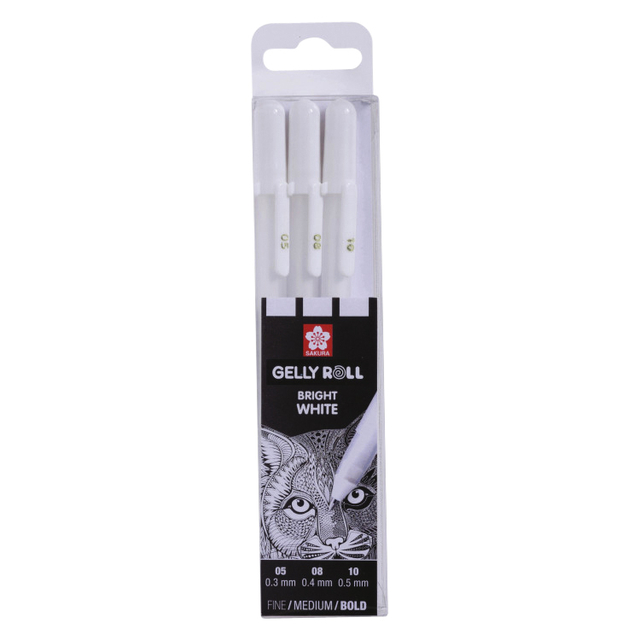 Gelschrijver Sakura Gelly Roll Classic set à 3 breedtes wit
