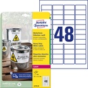 Etiket Avery L4778-20 45.7x21.2mm polyester wit 960 etiketten