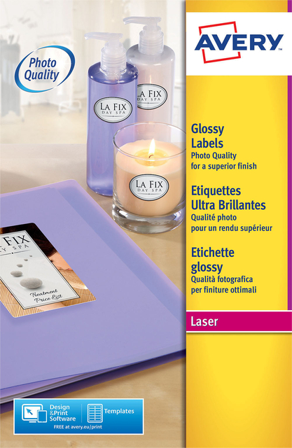 Etiket Avery L7767-40 210x297mm A4 hoogglans wit 40 etiketten