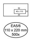 Envelop Hermes EA5/6 110x220mm venster 4x11rechts zelfklevend 500 stuks
