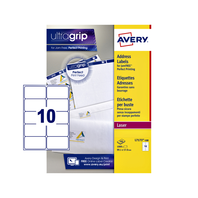 Etiket Avery L7173-100 99.1x57mm wit 1000 etiketten
