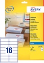Etiket Avery J8162-100 99.1x33.9mm wit 1600 etiketten