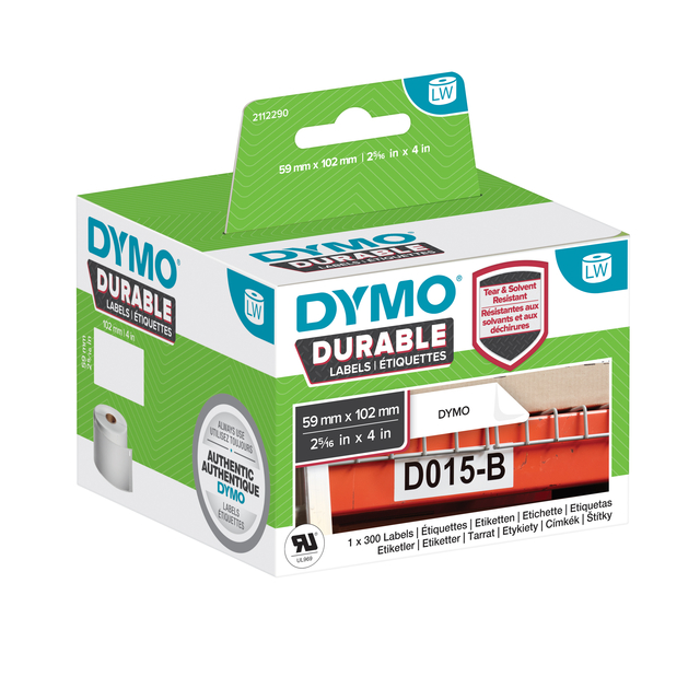 Etiket Dymo LabelWriter industrieel 59x102mm 1 rol á 300 stuks wit