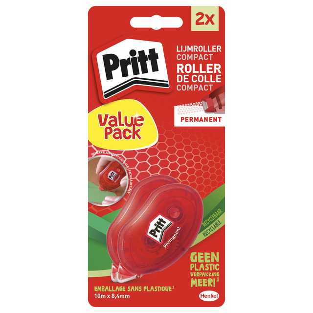 Lijmroller Pritt Compact permanent 2e halve prijs op blister