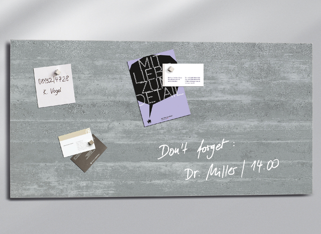 Glasbord Sigel magnetisch 910x460x15mm beton