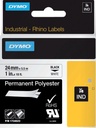 Labeltape Dymo Rhino industrieel polyester 24mm zwart op wit