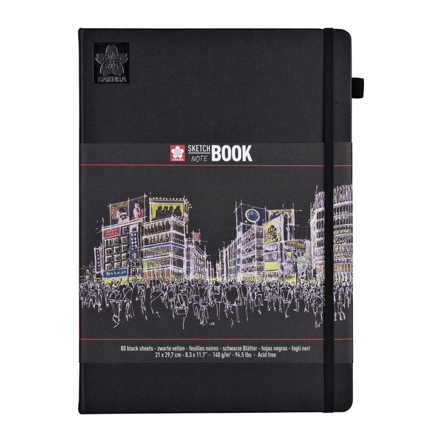 Schetsboek Sakura 80 zwarte vellen 140gr 210x297mm zwart