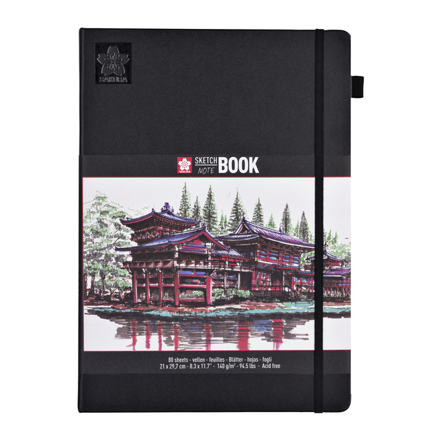 Schetsboek Sakura 80 witte vellen 140gr 210x297mm zwart