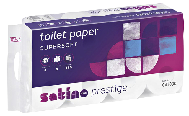 Toiletpapier Satino MT1 HiLine 4-laags 8x150 vel wit 043030