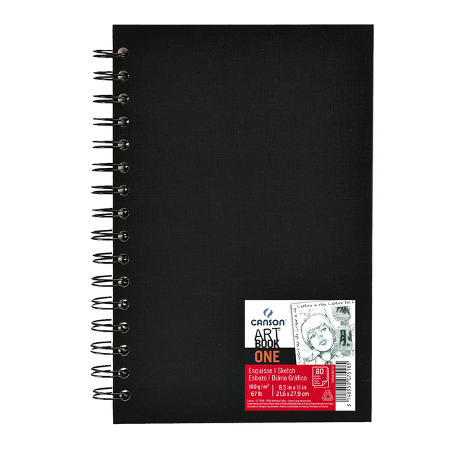 Schetsboek Canson Art Book One spiraalgebonden 80vel 100gr 216x279mm wit