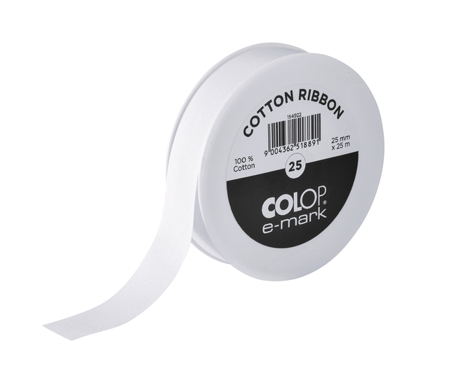 Lint Colop E-mark 25mmx25m wit