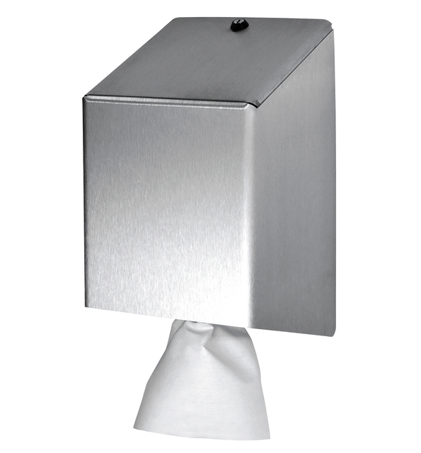 Poetspapierdispenser Euro Products universeel medium zilver 438990