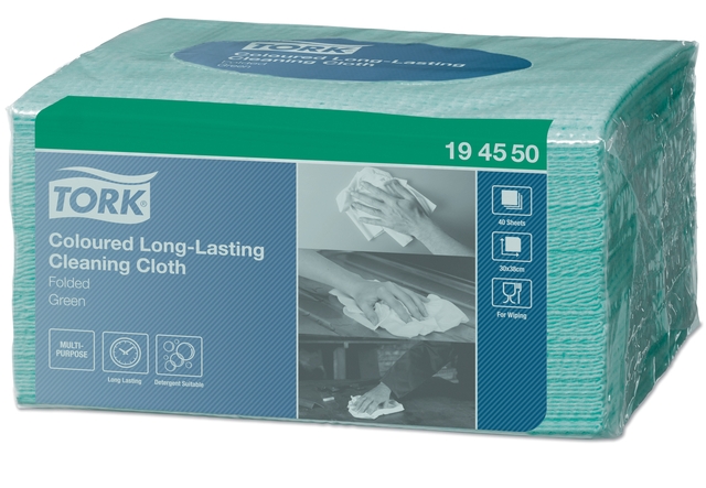 Reinigingsdoek Tork W8 Premium 1-laags 40 vel groen 194550