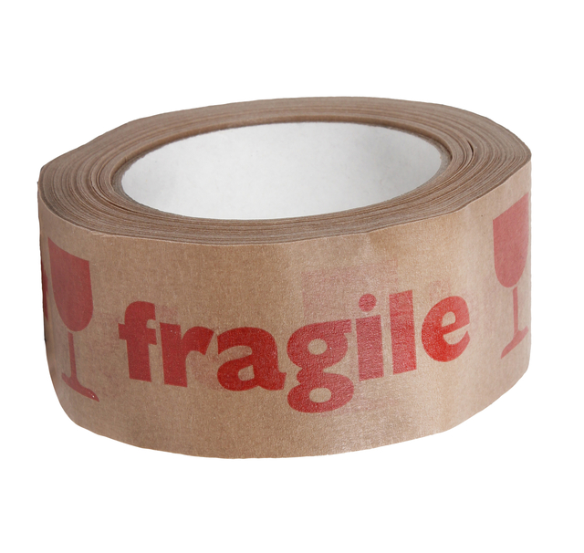 Waarschuwingstape IEZZY 50mmx50m 80% gerecycled papier bruin rood
