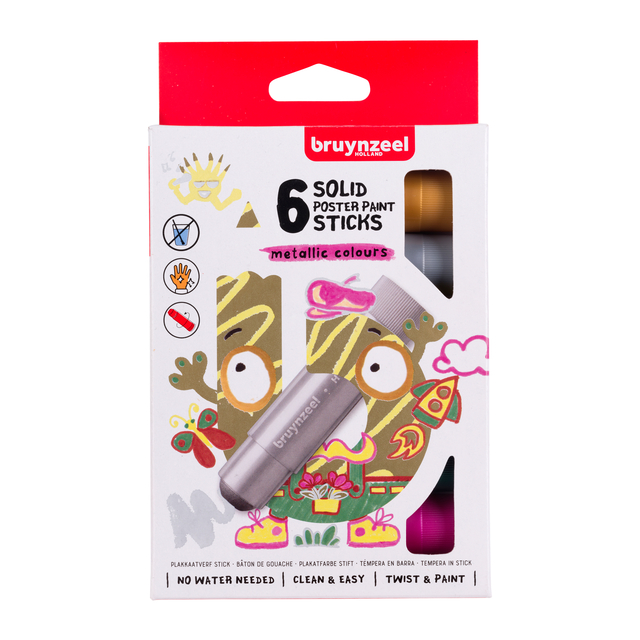 Verfstiften Bruynzeel kids set à 6 metallickleuren