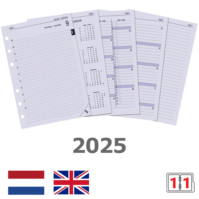Agendavulling 2027 Kalpa A5 1dag/1pagina