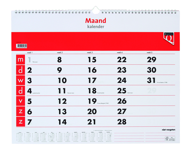 Maandkalender 2026 Quantore