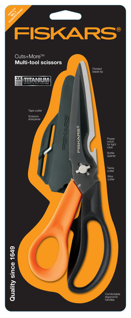 Schaar Fiskars Cuts+More Titanium multifunctioneel zwart