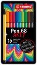 Viltstift STABILO Pen 68/10  Arty medium assorti blik à 10 stuks