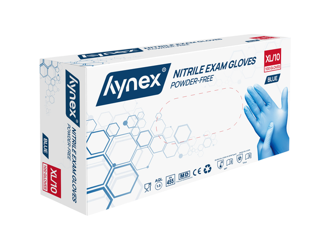Handschoen Hynex nitril XL blauw 3.5g pak à 100 stuks