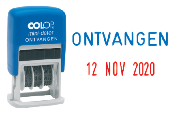 Woord-datumstempel Colop Printer Mini S 160/L2 ontvangen blauw