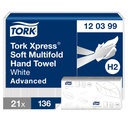 Handdoek Tork H2 Xpress Advanced multifold 2-laags 212x340mm 21x136 vel wit 120399