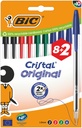Balpen Bic Cristal medium assorti blister à 8+2 gratis