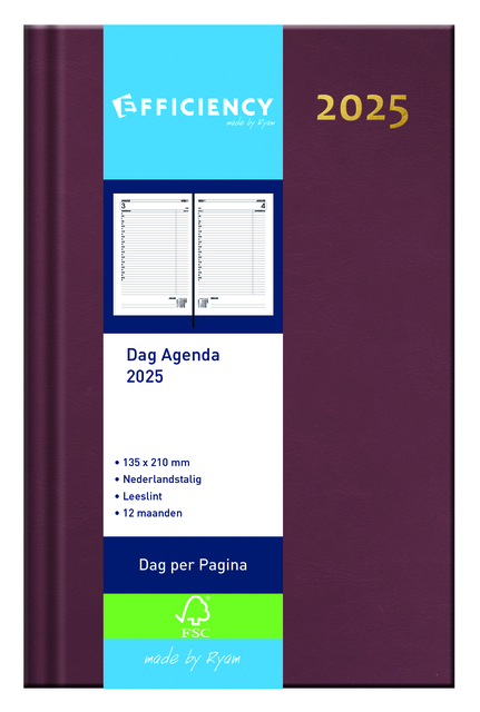 Agenda 2026 Ryam Efficiency Baladek 1dag/1pagina bordeaux