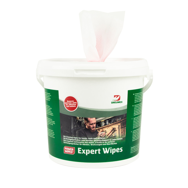 Reinigingsdoek Dreumex Expert Wipes emmer 130 stuks wit