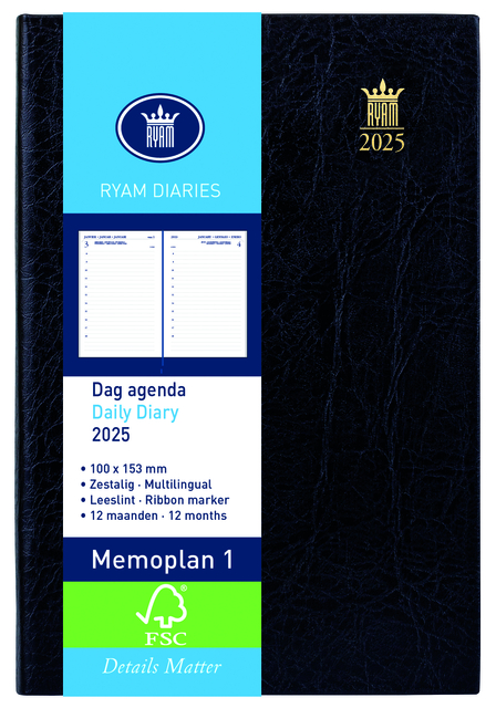 Agenda 2026 Ryam Memoplan 1 Mundior 1dag/1pagina zwart