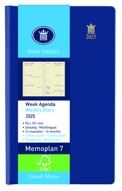Agenda 2026 Ryam Memoplan 7 Suprema 7dagen/2pagina's ringplastic assorti