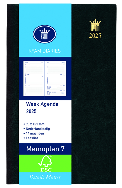 Agenda 2026 Ryam Memoplan 7 Suprema 7dagen/2pagina's zwart