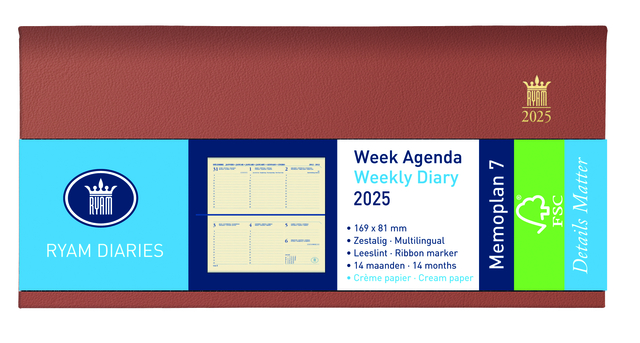 Agenda 2026 Ryam Memoplan 7 Nappa 7dagen/2pagina's landscape assorti
