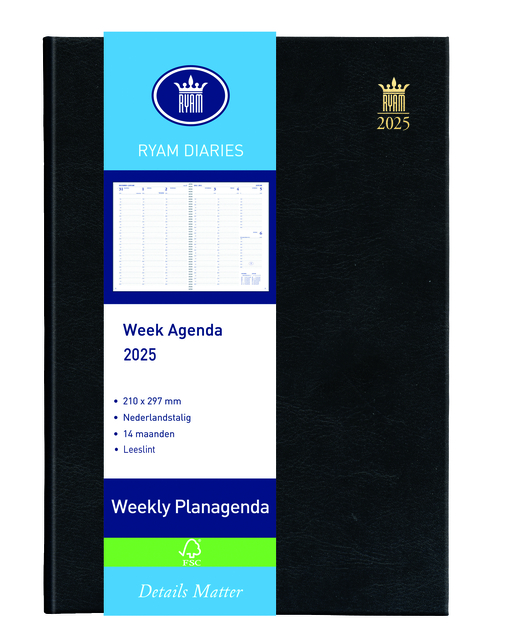 Agenda 2026 Ryam Weekly Mundior 7dagen/2pagina's zwart