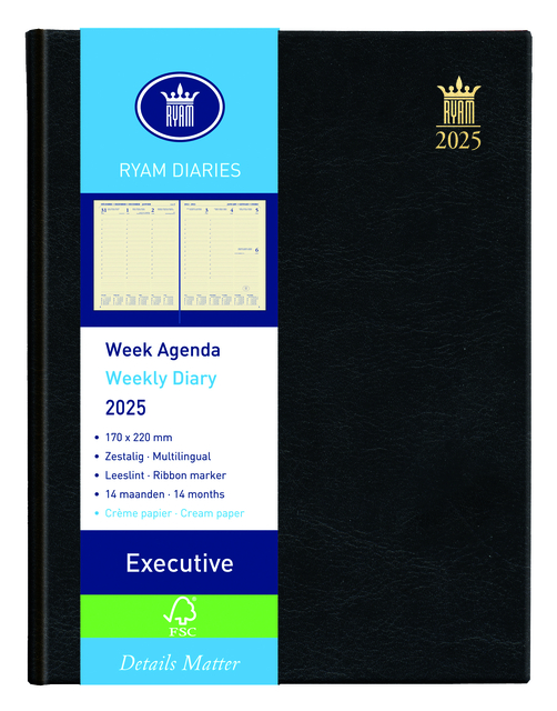 Agenda 2026 Ryam Executive Mundior 7dagen/2pagina's zwart